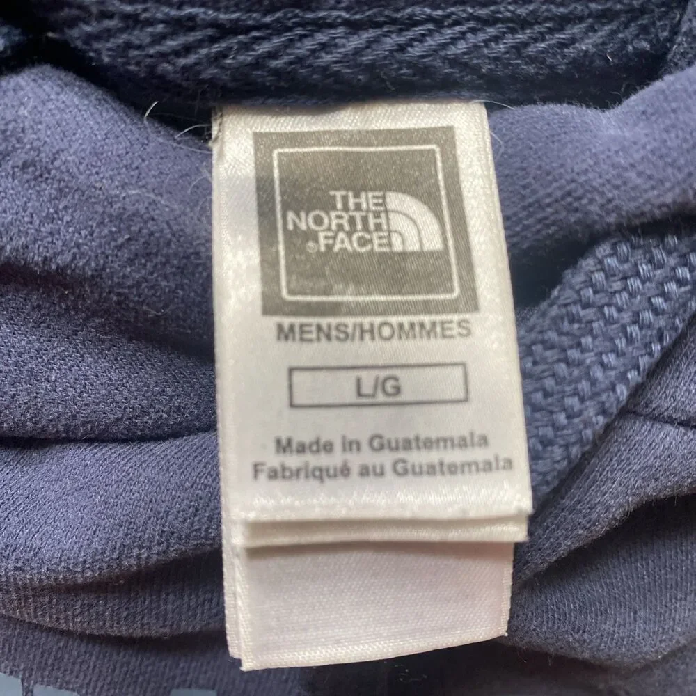 North Face Hoodie Mens Medium Blue Spell Out Fleece Hooded Pullover Sweatshirt